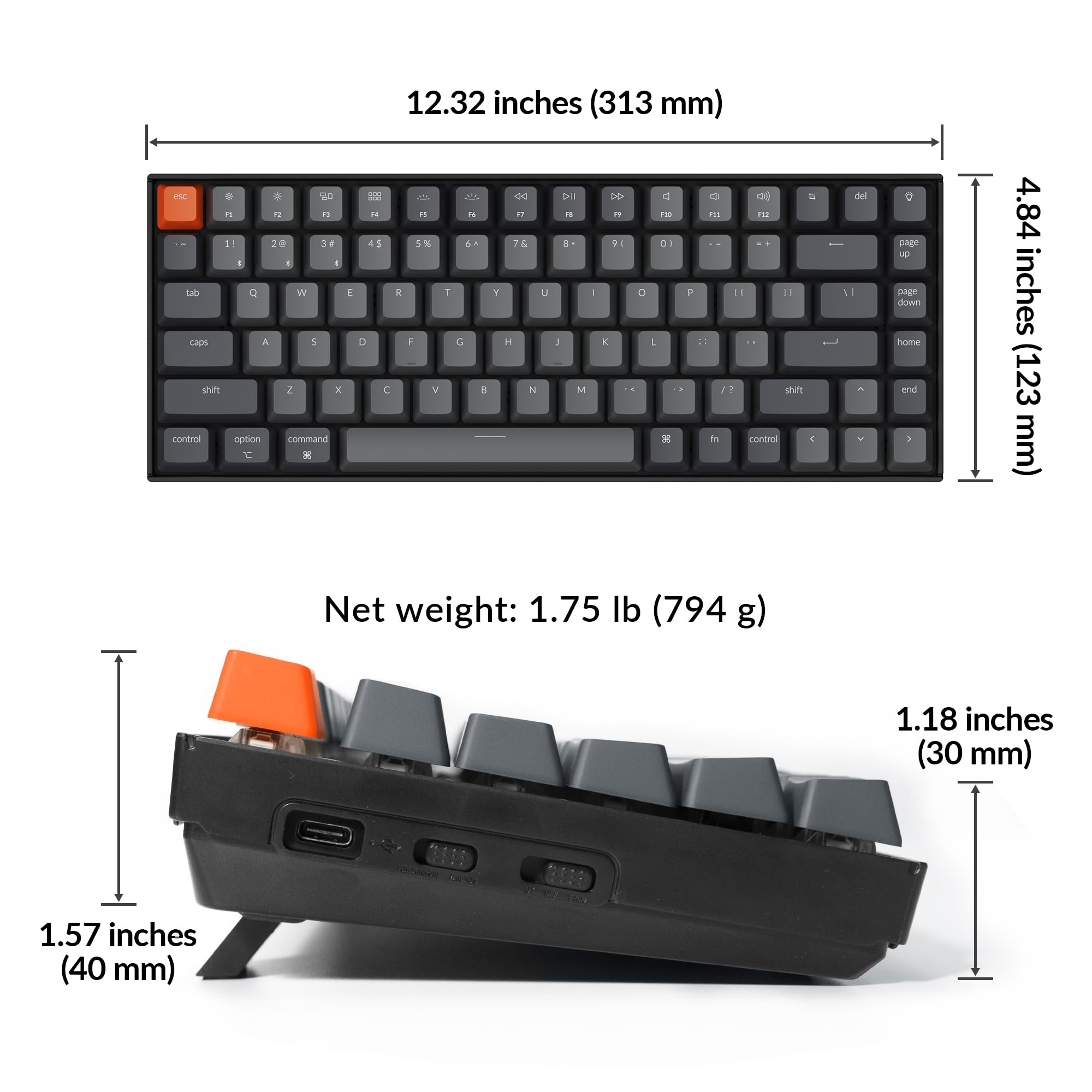 Amazon.com: Keychron K2 75% Layout Bluetooth Wireless Mechanical