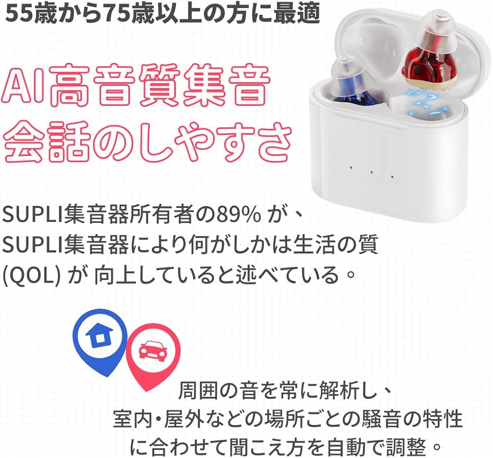 Amazon.co.jp: 正規品 SUPLI 会話のしやすさ 両耳装用 集音器 音声拡張