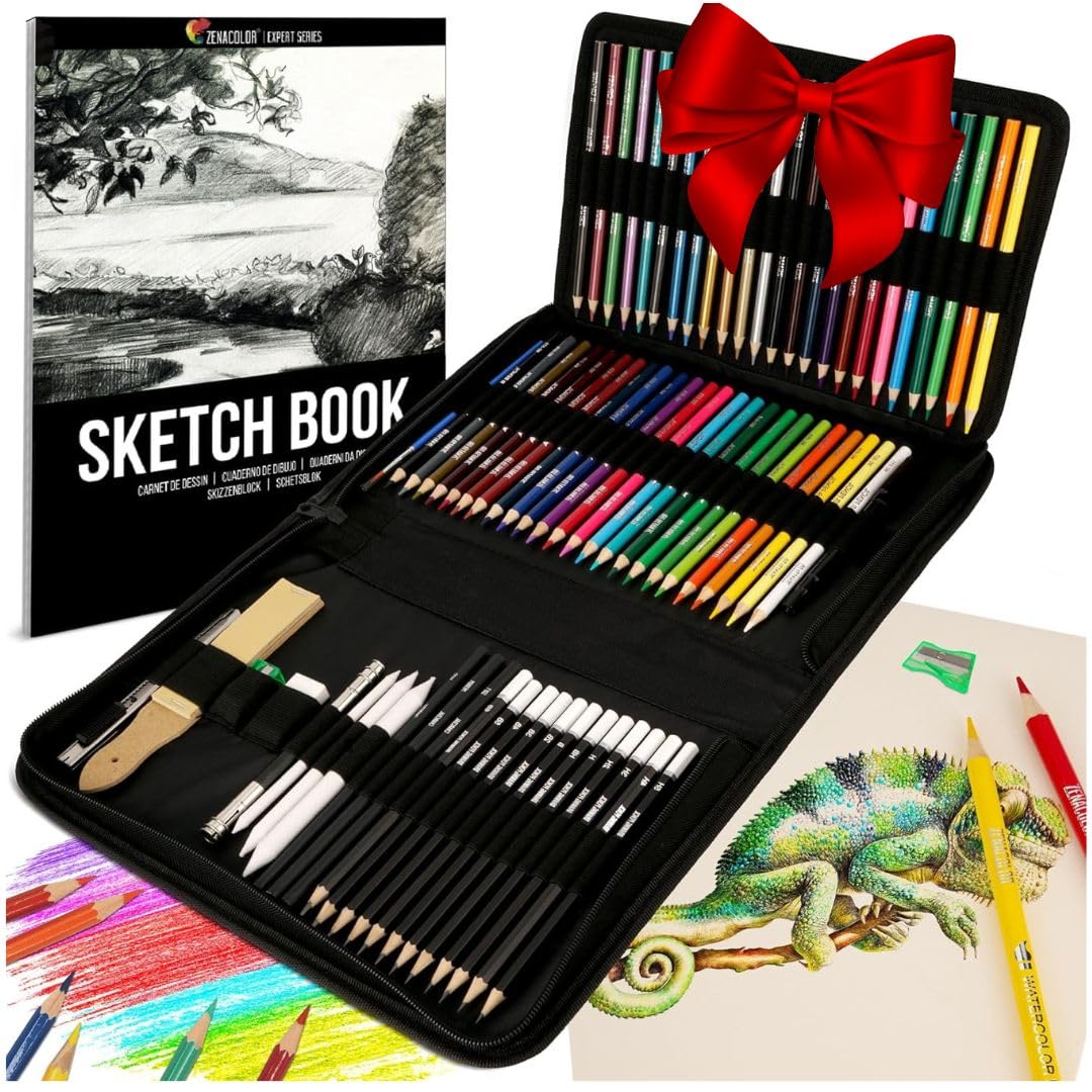 74-Piece Drawing Set - Beginner or Professional Tool Set, Pencil