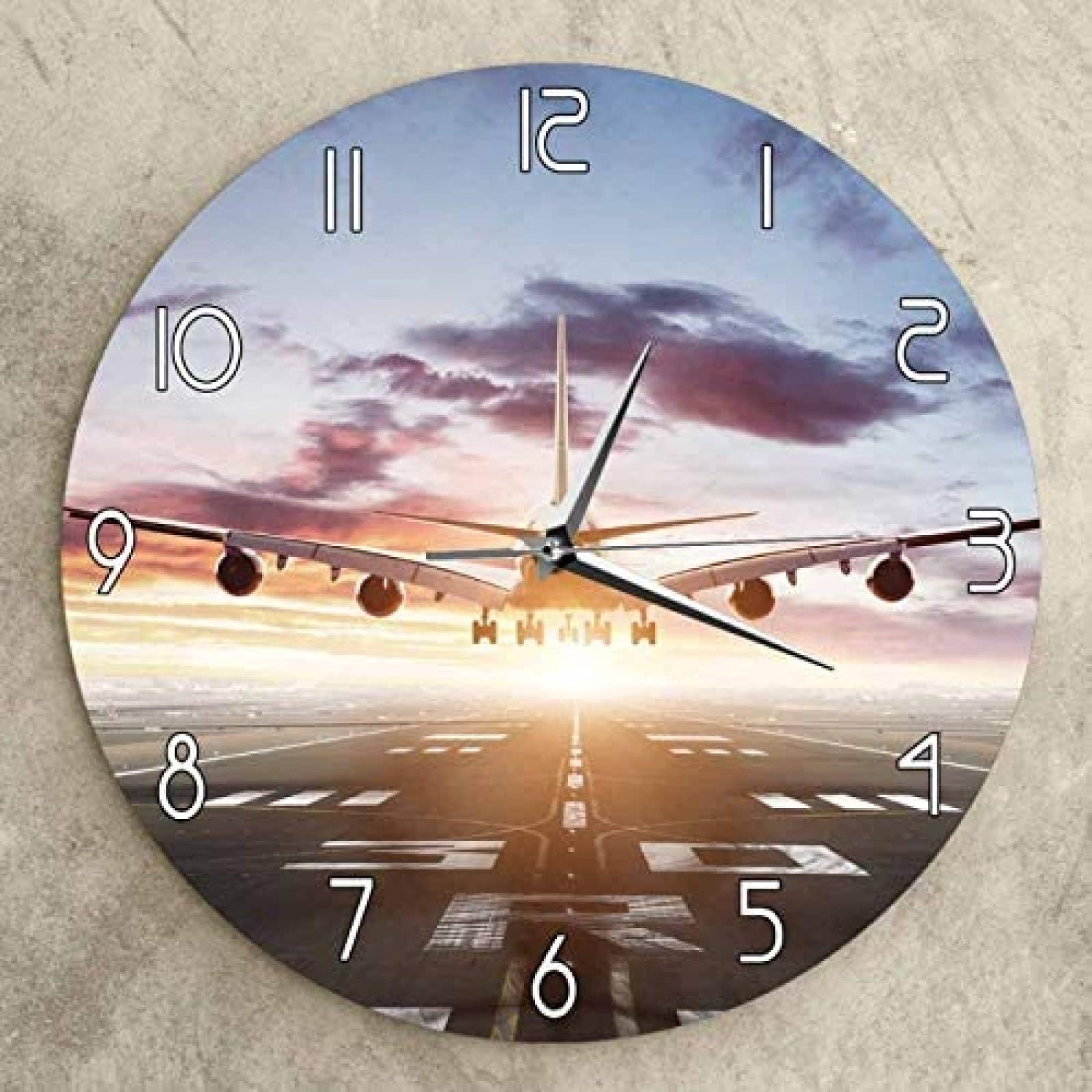 Amazon.co.jp: 壁掛け時計 滑走路上を飛ぶジェット機モダンウォール