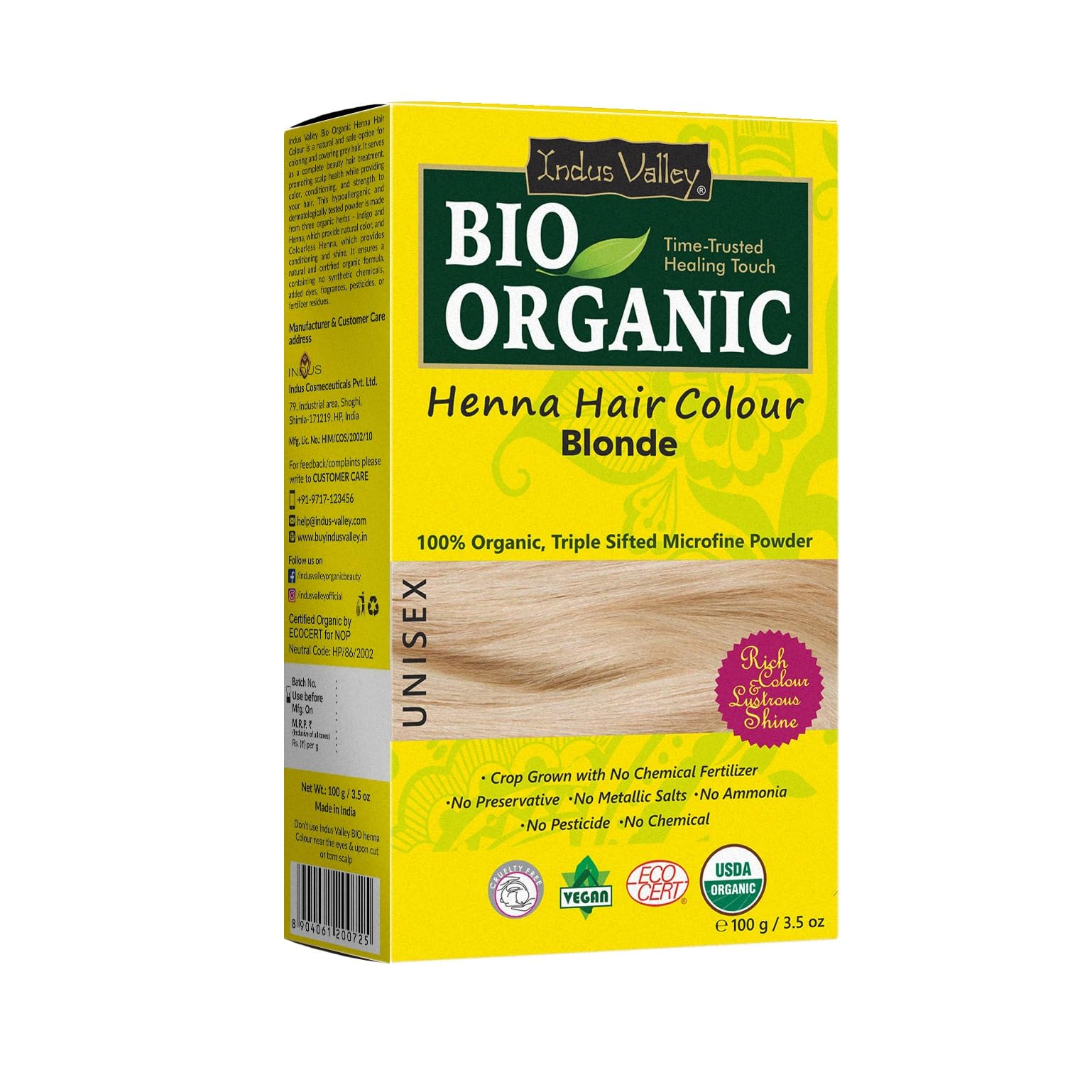 Amazon.com : Indus Valley Bio Organic Natural Henna Hair Color For