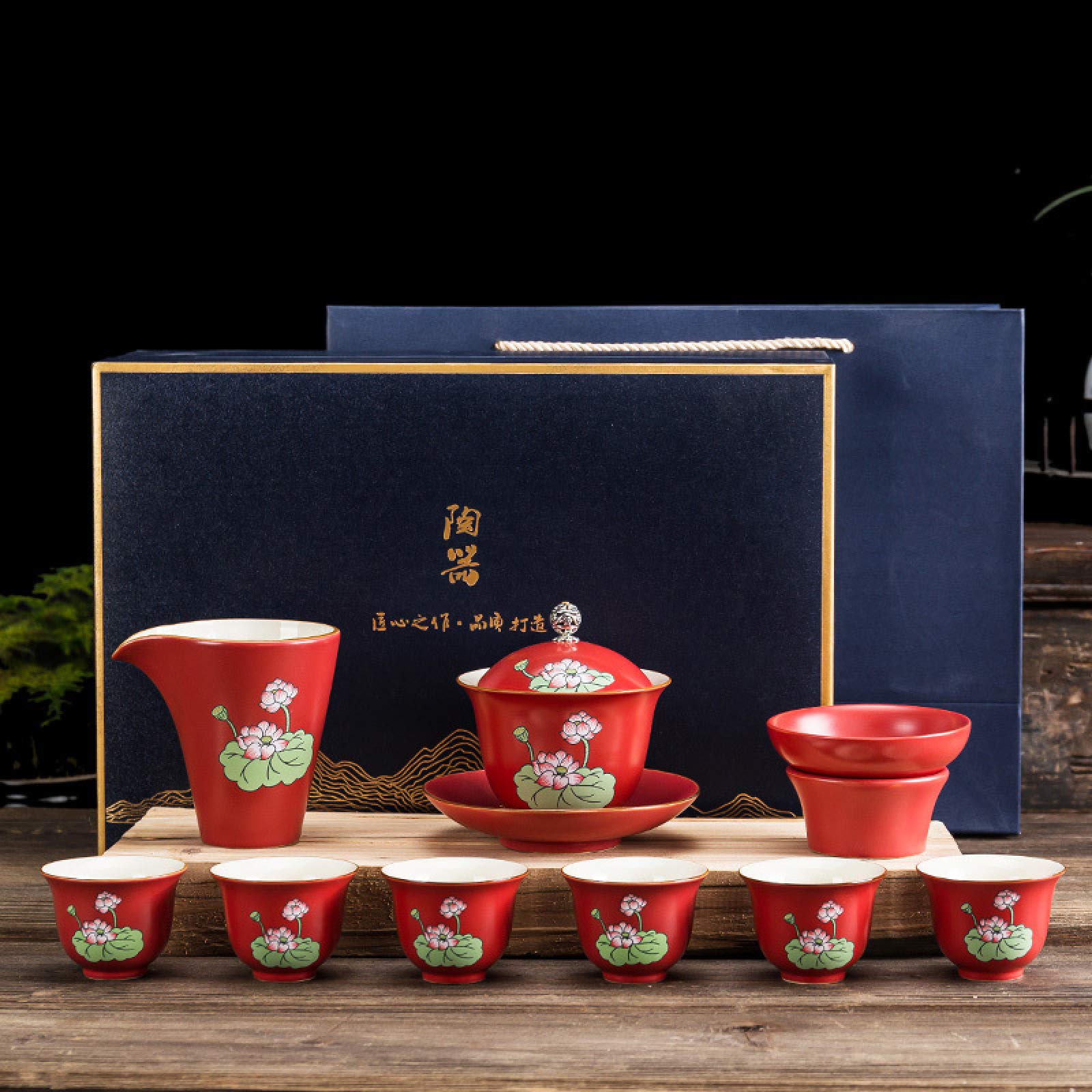 Amazon.co.jp: 赤い中国茶器セット陶磁器のお茶セット日本和風日本茶