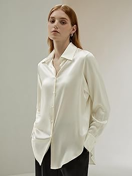 Amazon | [LilySilk] 100% シルクシャツレディースオーバーサイズ上品