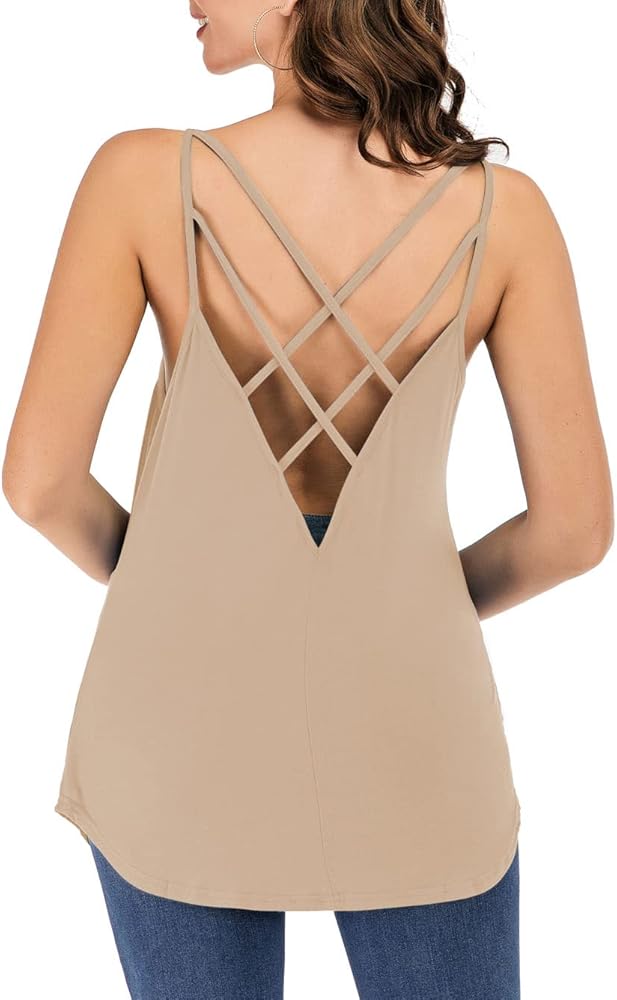 Famulily Criss Cross Open Back Camisoles Women Basic Undershirt