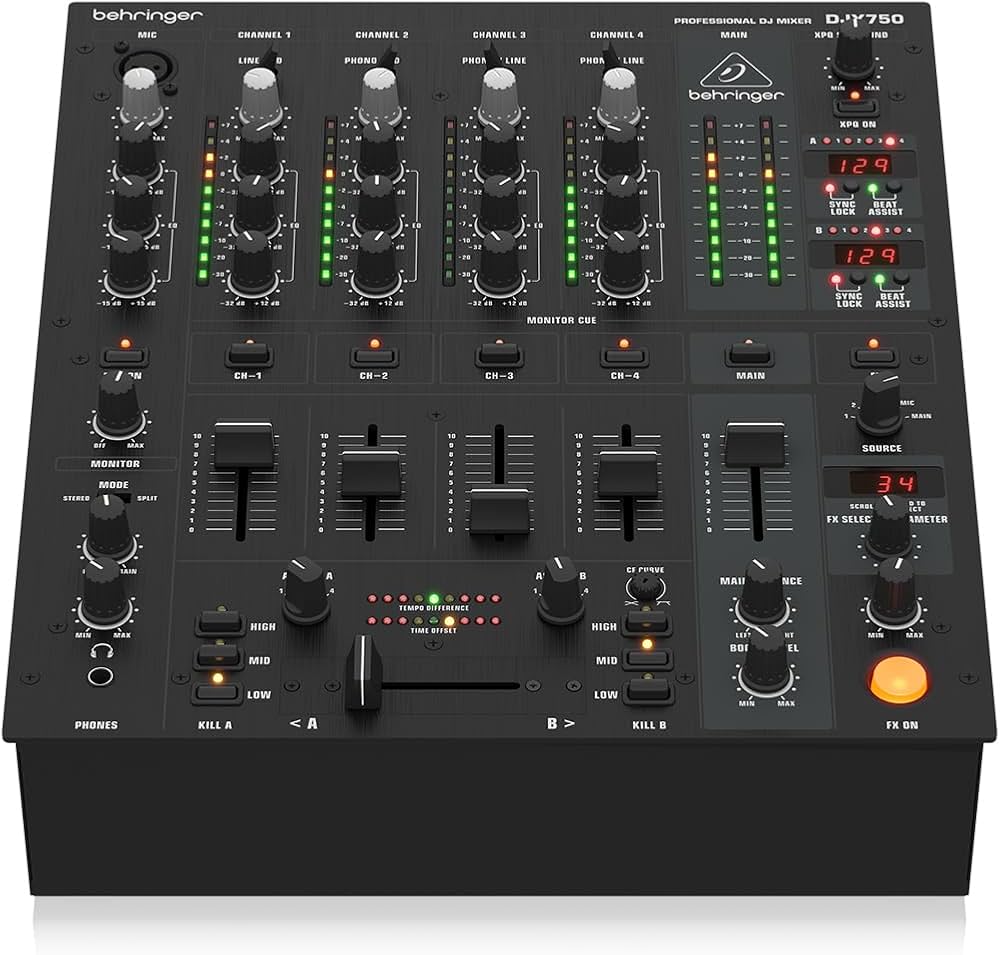 5-Channel DJ Mixer with Advanced Digital Effects and BPM Counter