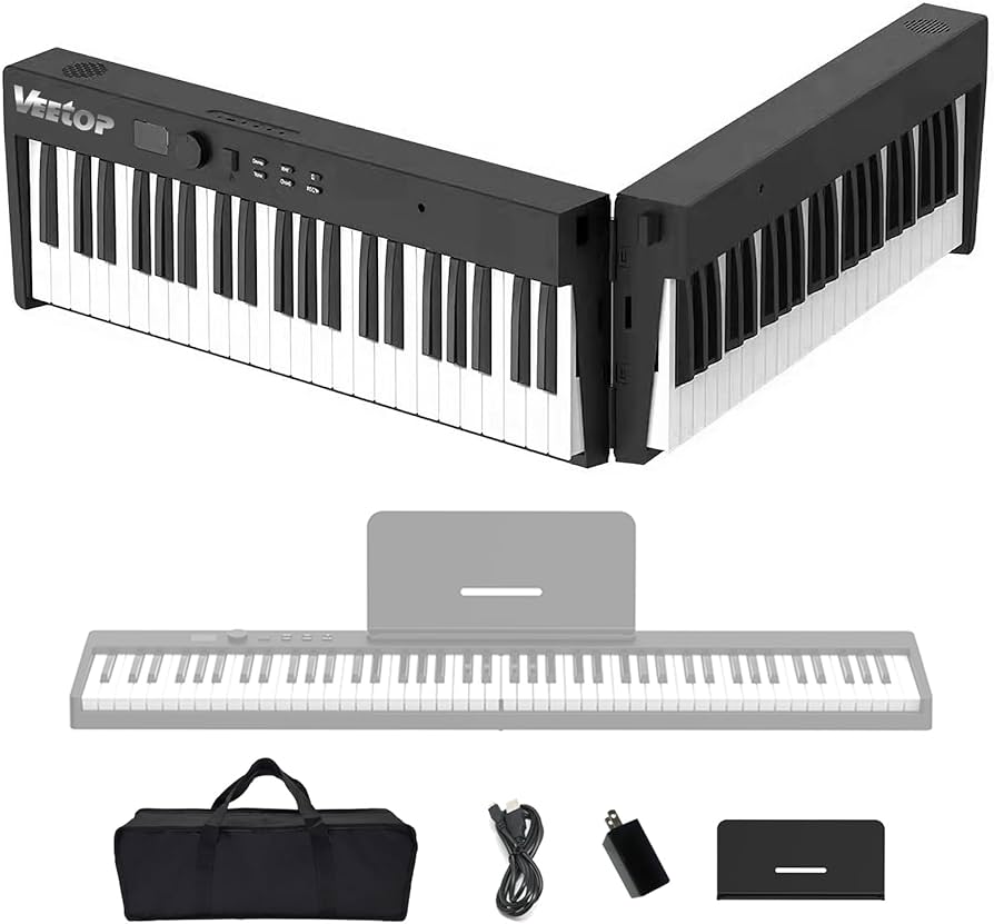Amazon | Veetop 電子ピアノ 88鍵盤 【折り畳み式】 充電型 折り畳み
