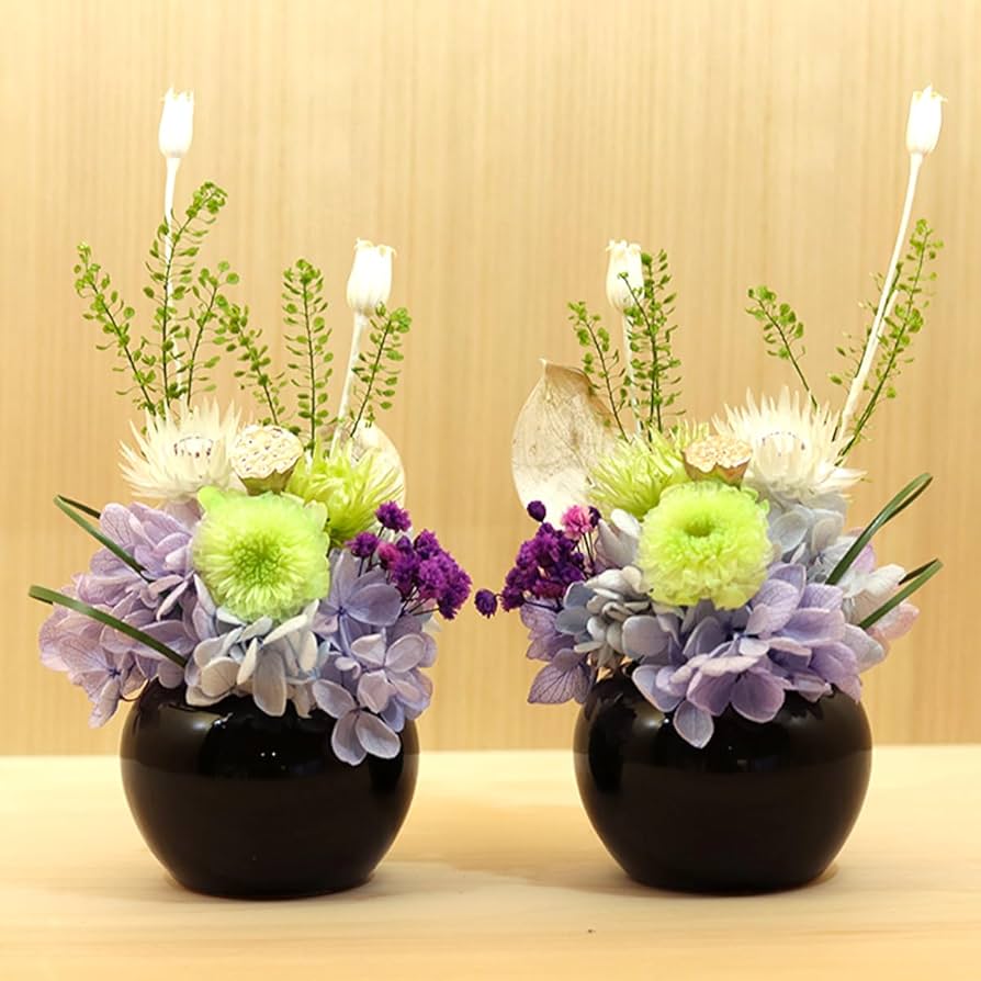 Amazon｜枯れない 仏花 2個 一対 セット プリザーブドフラワー 仏壇用