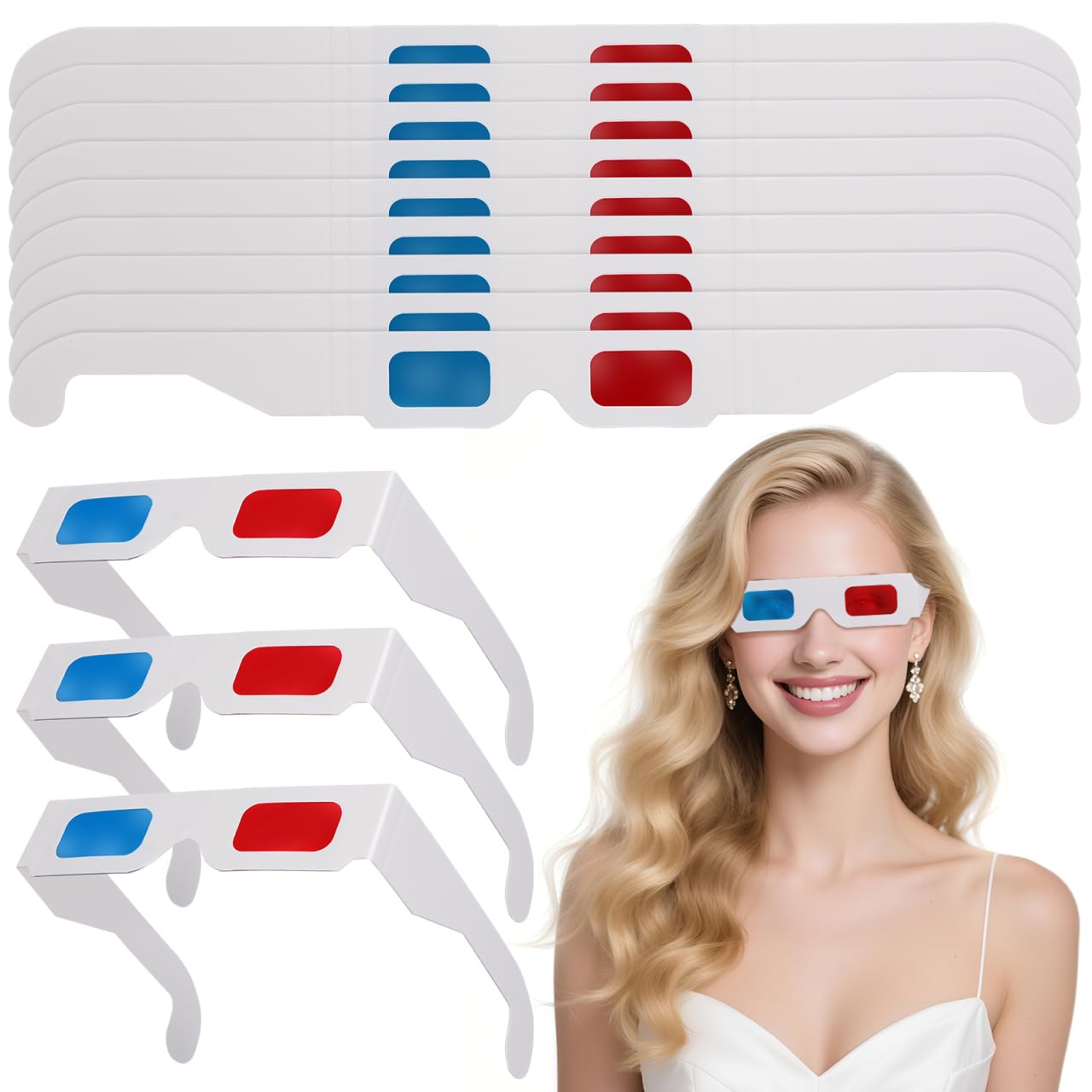 Amazon.co.jp: NUOLUX 3Dメガネ 100個セット 赤青アナグリフ 段ボール