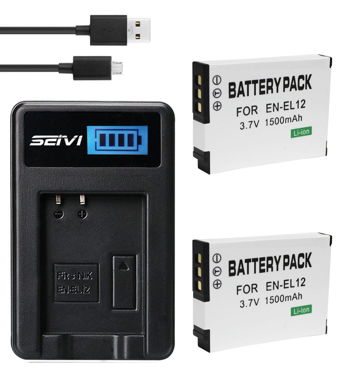 Amazon.com : BnvxR Battery (2-Pack) and Charger for Nikon Coolpix