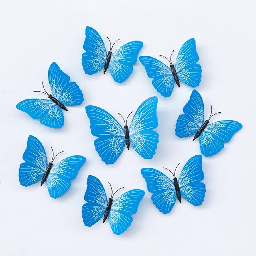 Amazon.co.jp: LZHLMCL 立体バタフライウォールステッカー 50pcs青い蝶