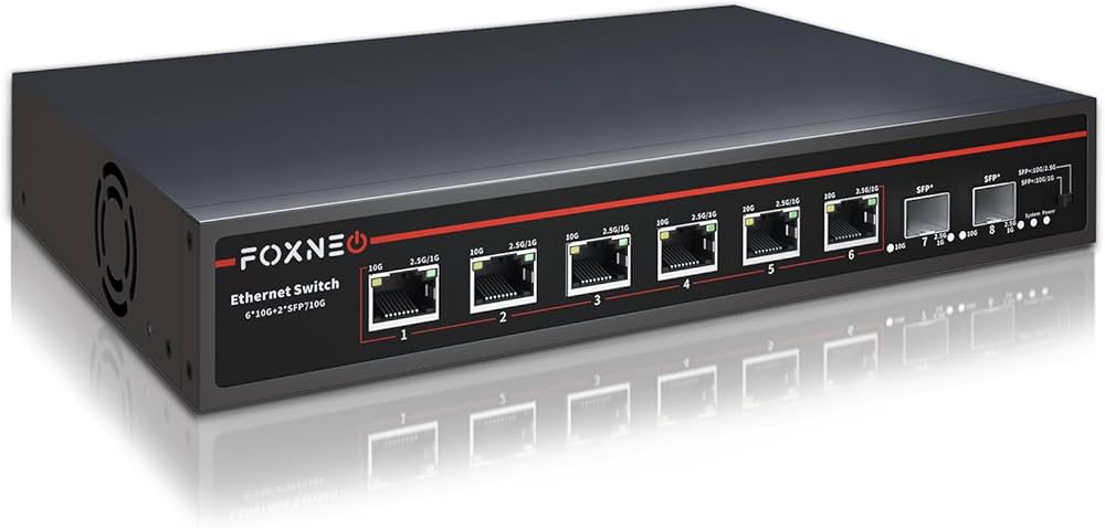 Amazon | FOXNEO 10gbps スイッチングハブ 8ポート(全て10G RJ45) 搭載
