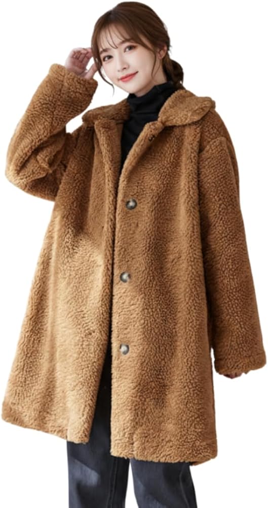 Amazon | [UQQA] ボアコート アウター レディース 秋冬 防寒 ミドル丈