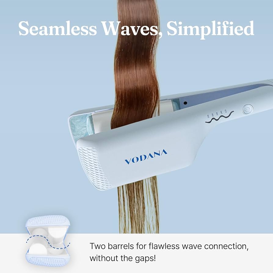 Amazon | VODANA トリプルフローアイロン (40mm, Creamy Blue) 安全な
