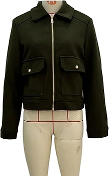 Amazon.com: Women's Wool Zip Jacket Fall Winter Wool Short Coat