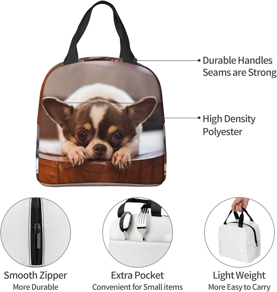 Amazon｜チワワ 犬柄 ランチバッグ 手提げ 弁当バッグ 保冷保温 トート