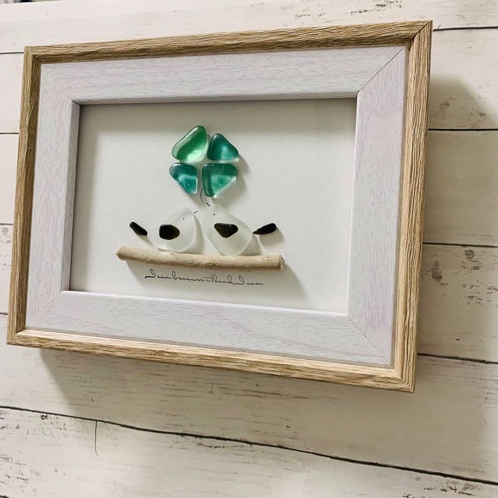 Amazon.co.jp: 3584 シーグラスアート シマエナガ 四葉のクローバー