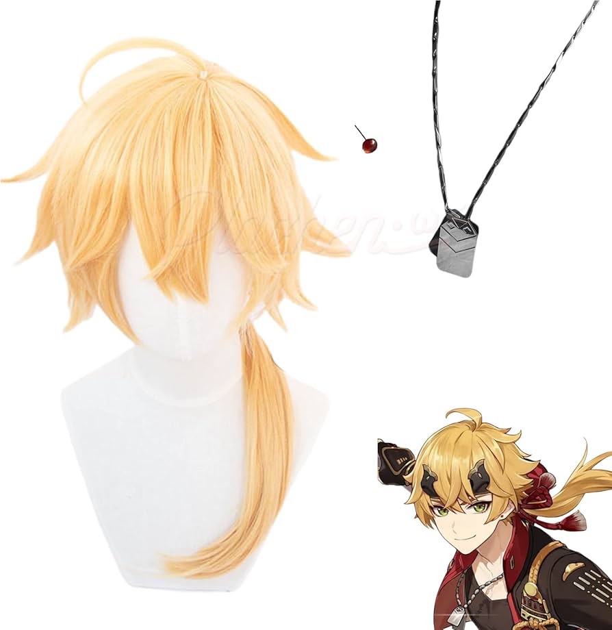 Amazon.co.jp: Plazhen 原神 トーマ コスプレ ウィッグ 髪飾り 耳飾り