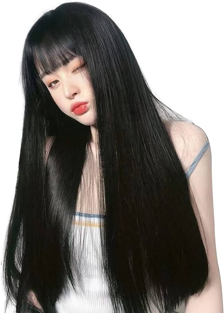 Amazon.co.jp: Villo ウィッグ ロング ストレート ウイッグ 黒髪 女装