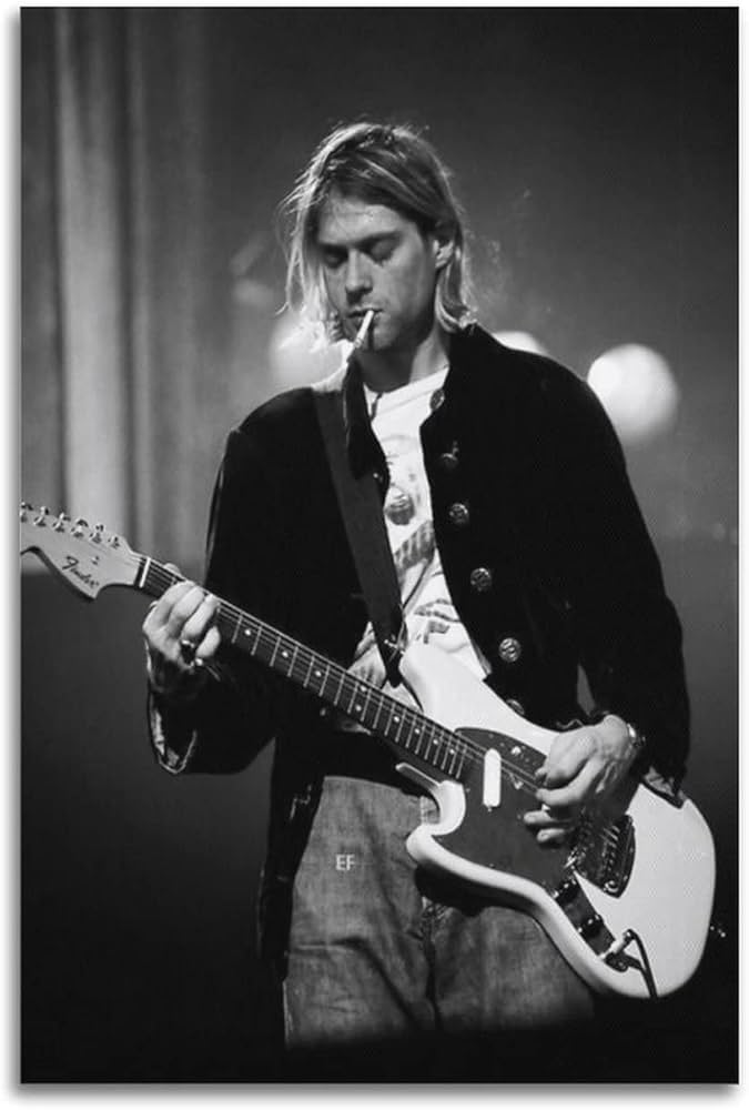 Amazon.co.jp: カート・コバーン白黒のポスター キャンバス ポスター