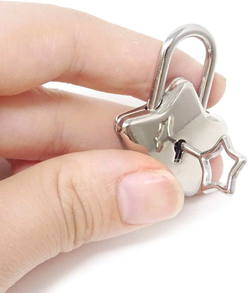 Honbay Mini Silver Tone Cute Star Shaped Padlock with Key for