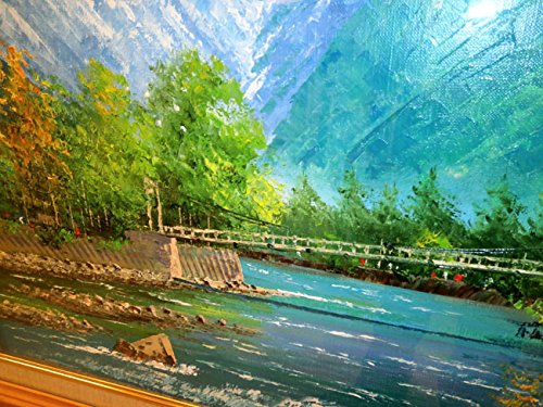 Amazon.co.jp: 絵画 6号油絵 小林幸三 作 「上高地・河童橋