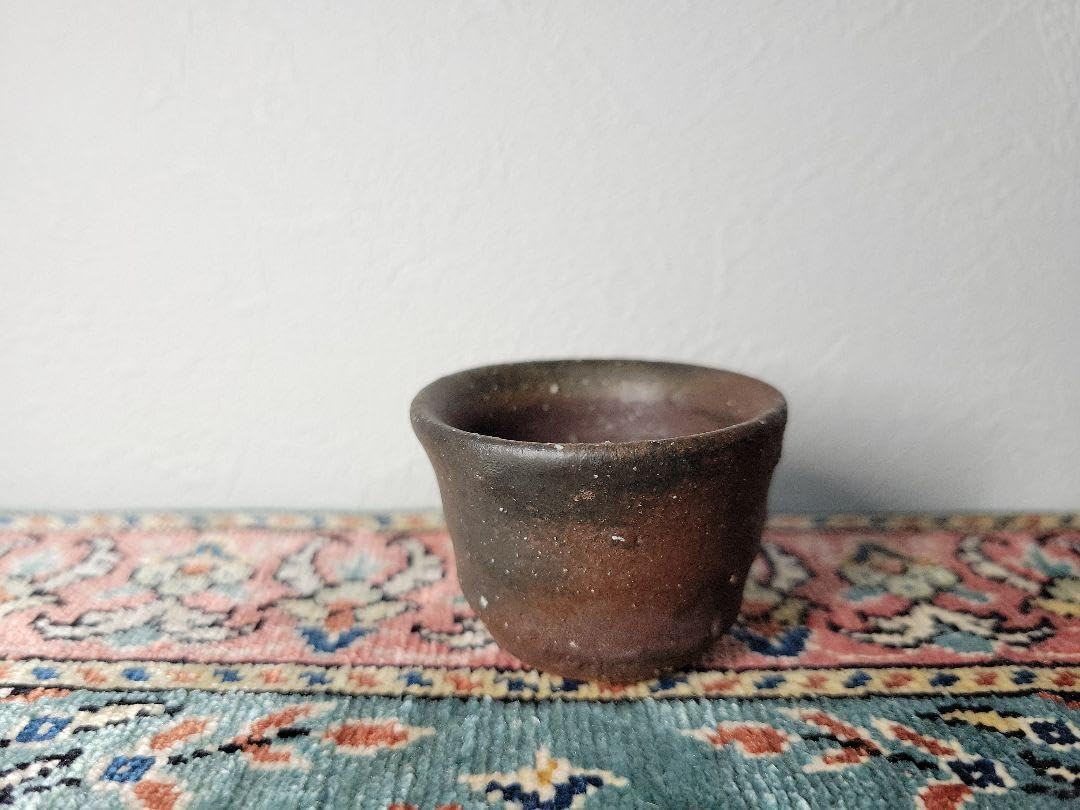 故島武巳】南蛮焼.穴窯.希少品.焼締め按瓶と湯呑みの