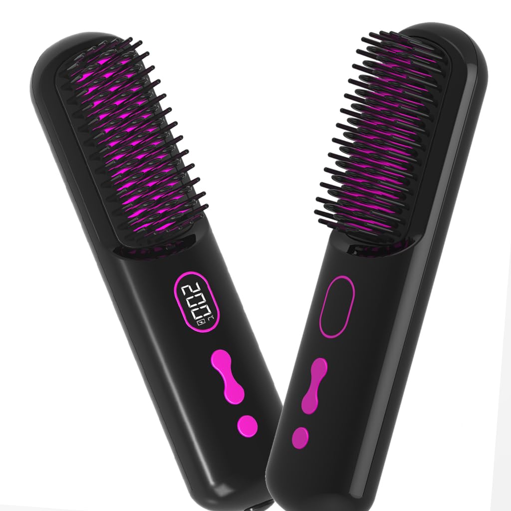 Amazon.com : Cordless Hair Straightener Brush - Negative Ion Mini