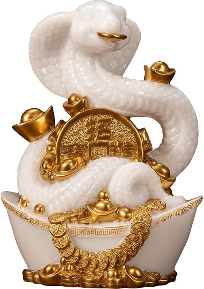 Amazon.co.jp: 風水 白蛇 置物 へび 弁財天 白蛇の置物 しろへび 龍の