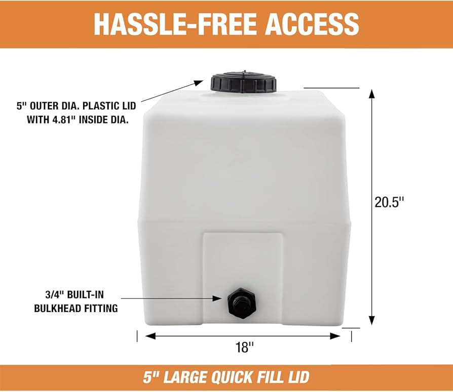 RomoTech Horizontal Square Polyethylene Reservoir, 50 Gallon