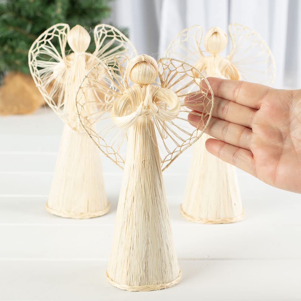 Amazon.com: Pack of 3 Natural Abaca Cone Angels by Factory Direct