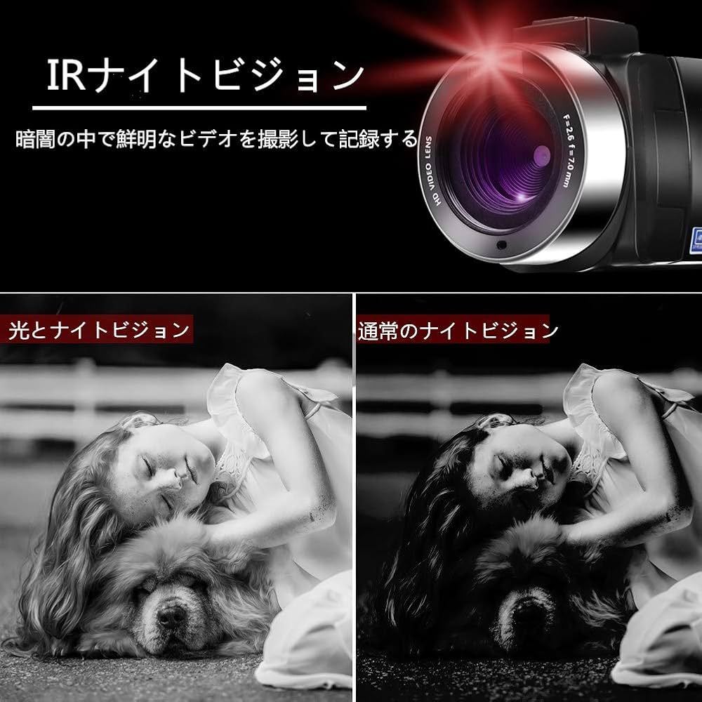 Amazon | ビデオカメラ 8K HDMI出力WIFI機能6400万画素18倍