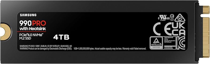 SAMSUNG 990 PRO com dissipador de calor SSD 4TB, PCIe Gen4 M.2