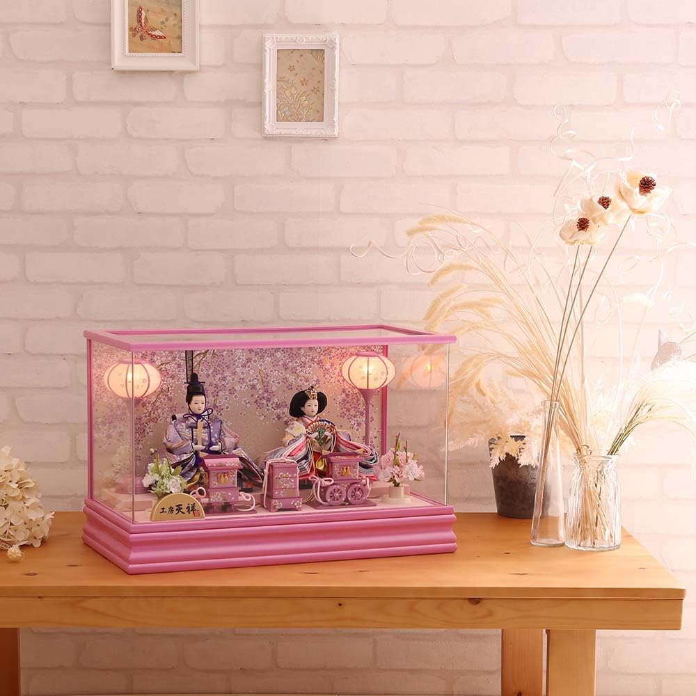 Amazon.co.jp: 人形工房天祥 雛人形 ケース飾り 二人飾り 間口（横幅