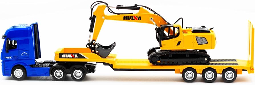 Amazon.co.jp: Brachiosaur フラットトレーラートラック 掘削機車両