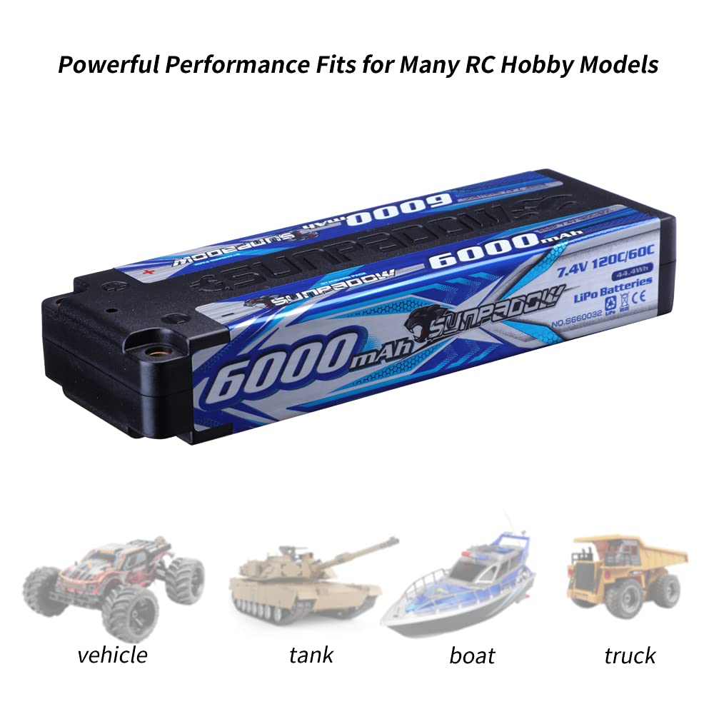 Amazon.co.jp: SUNPADOW 2S 7.4V 120C 6000mAhハードケースRC リポ