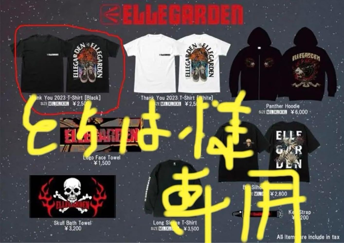 Amazon.co.jp: ELLEGARDEN Thank You 2023 Tシャツ L 黒 : ホビー