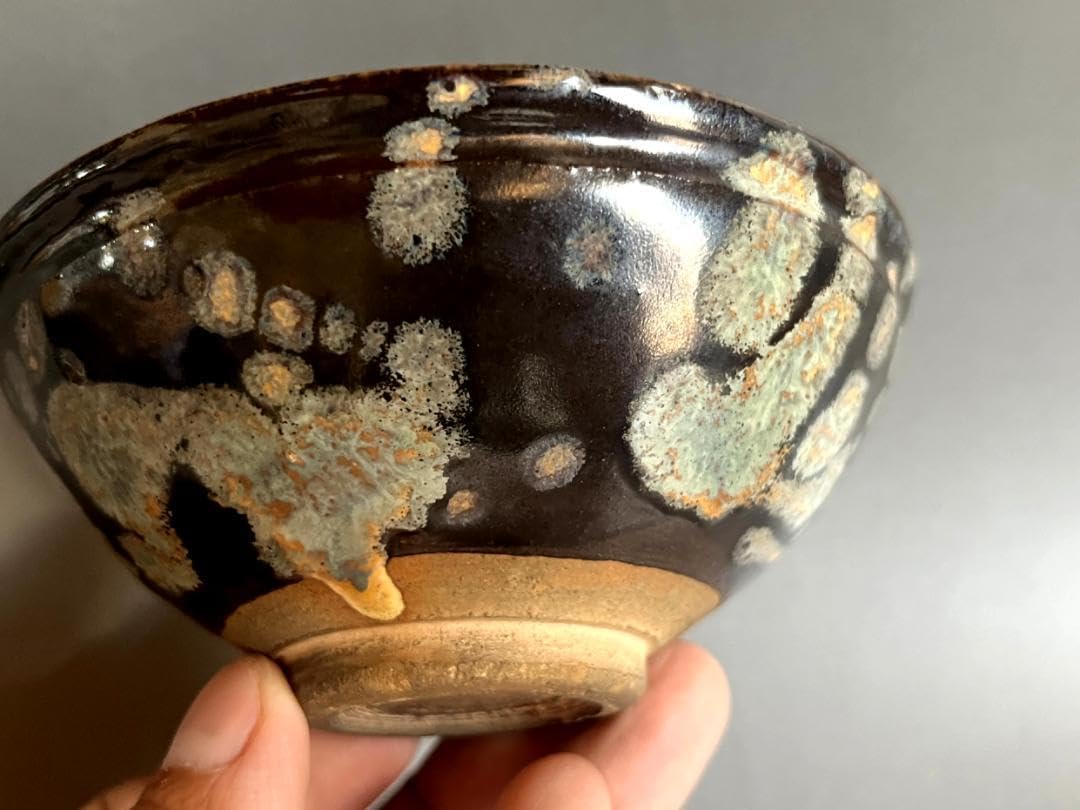 陶芸家 永興紹道 白幕釉 黒茶碗 黒楽茶碗 鵬雲斎書付 共箱 元値60万円