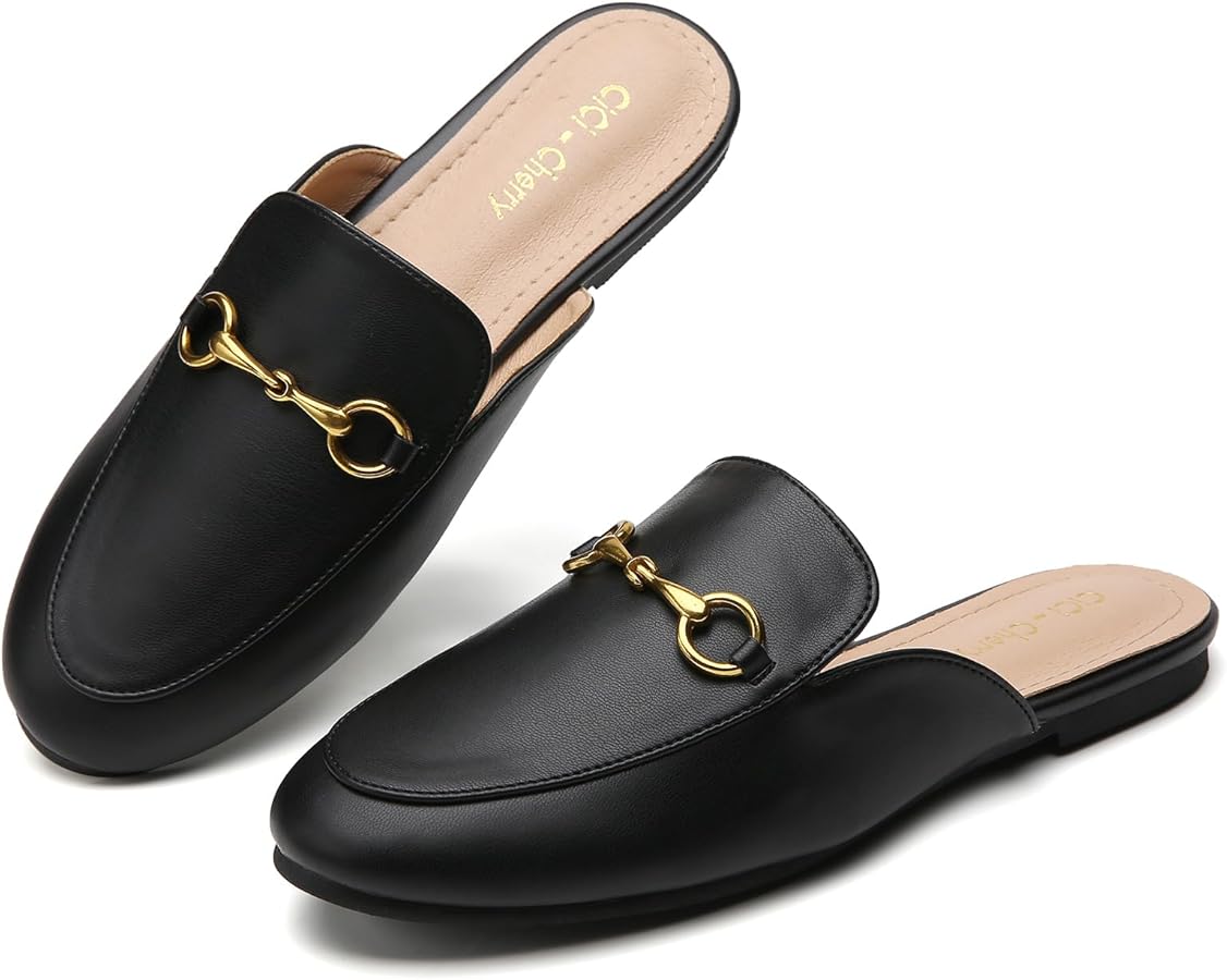 Amazon.com | CiCi-Cherry Buckle Mules for Women Work Flats Round