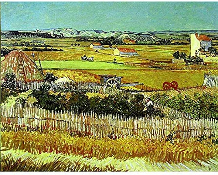 Amazon.co.jp: ゴッホ『ラ・クローの収穫』オフセット印刷 風景画 農村
