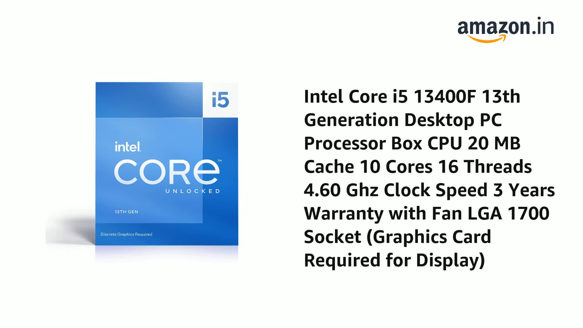 Amazon.in: Buy Intel ® Core I5-13400F Processor 20M Cache, Up to