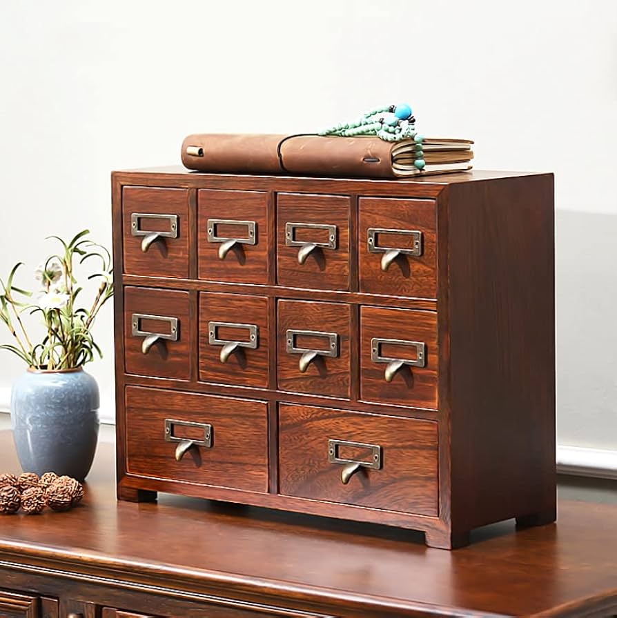 Traditional Card Catalog Solid Wood Small Chinese Medicine Small