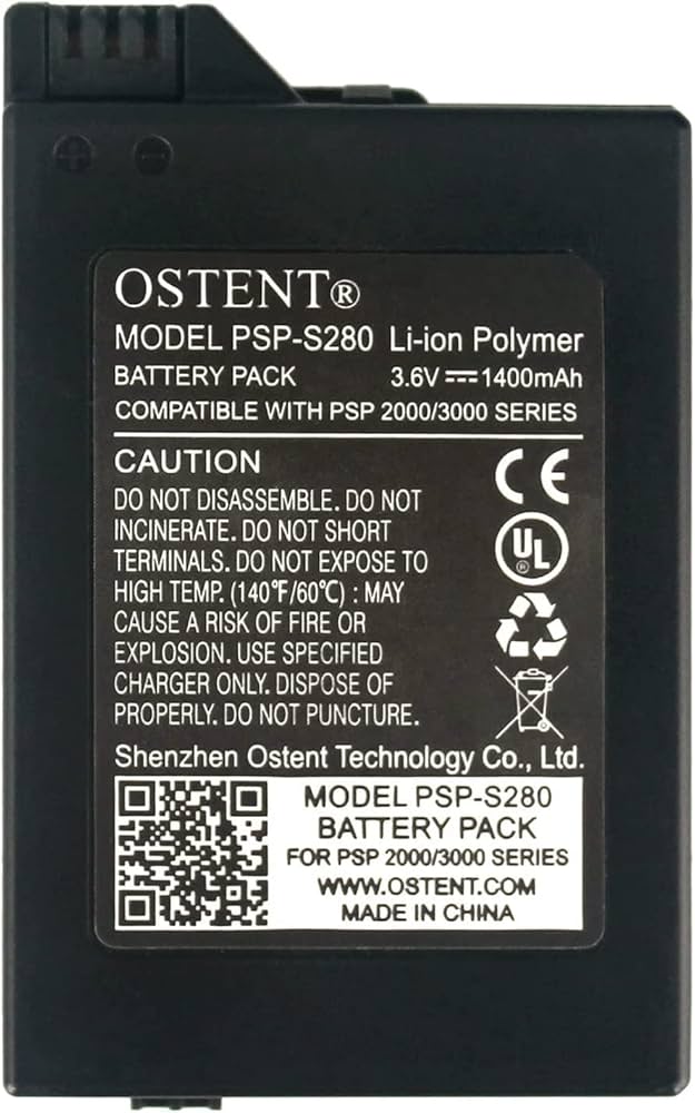 Amazon.co.jp: OSTENT PSP 2000/3000 用バッテリーパック PSP-S280 大