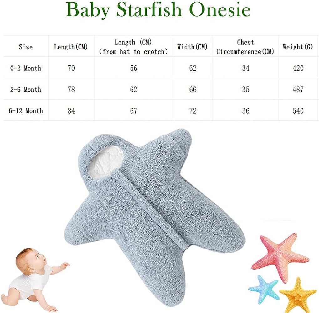Amazon.com: Zureto Baby Starfish Onesie, Thick Fleece Wearable