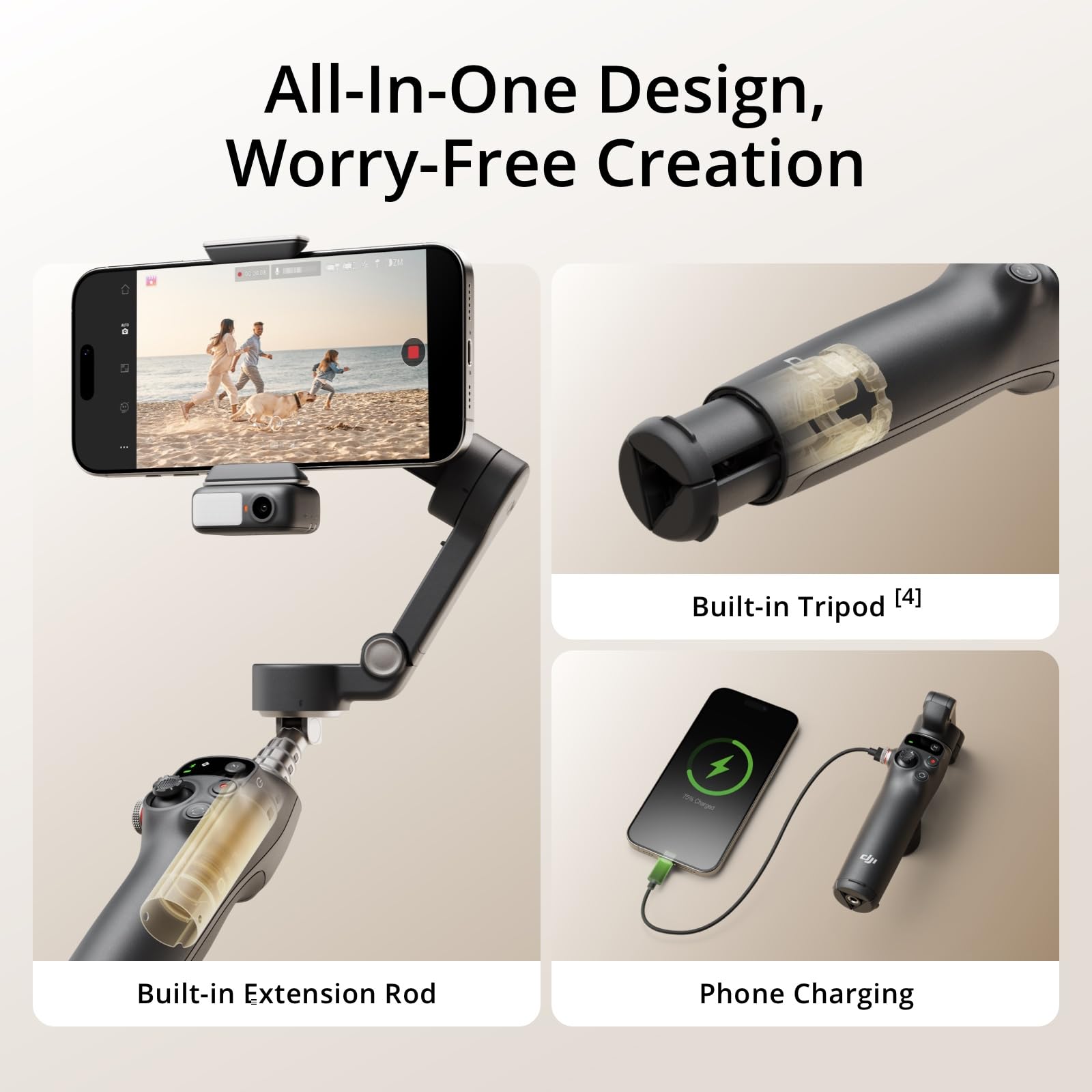 DJI Osmo Mobile 7P + Mic Mini TX (Infinity Black), Gimbal