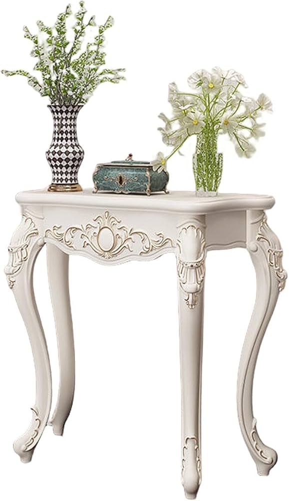 Amazon｜サイドテーブルテーブル 白コンソールテーブル 無垢材 猫足 猫