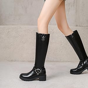 Amazon.com | MRKEWUNEY Knee High Boots for Women Wide Calf Pull On