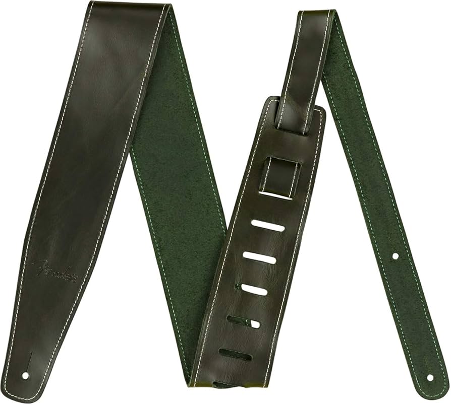 Amazon | Fender ストラップ Broken-In Leather Strap, Green 2.5