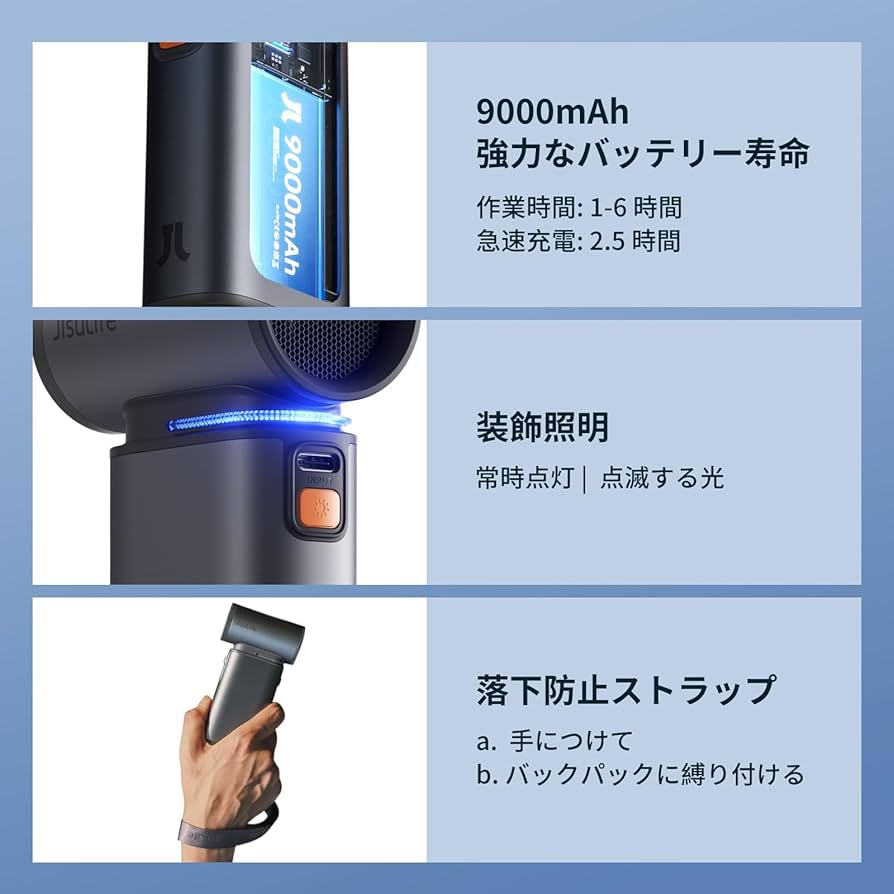 Amazon.co.jp: JISULIFE 2 in 1 多機能 ハンディファン 小型扇風機