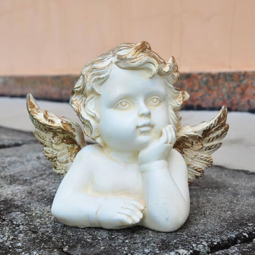 天使 置物 シェル 彫刻像 状態美品 最安値 天使 置物 シェル 彫刻像