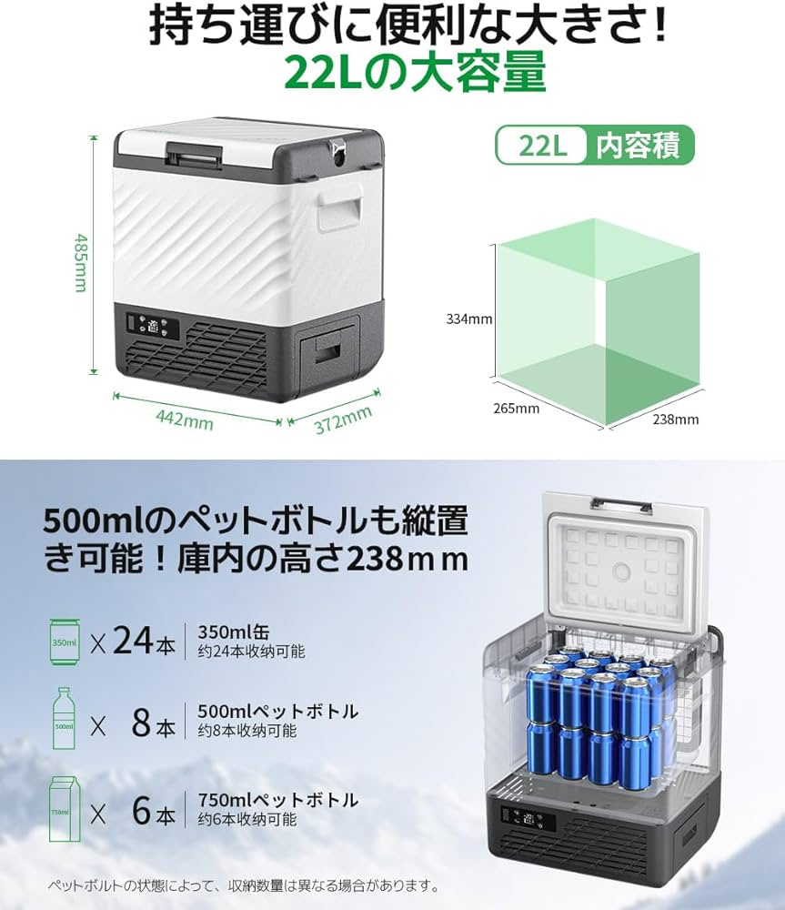 Amazon.co.jp: F40C4TMP 車載冷蔵庫 22L ポータブル冷蔵庫 バッテリー